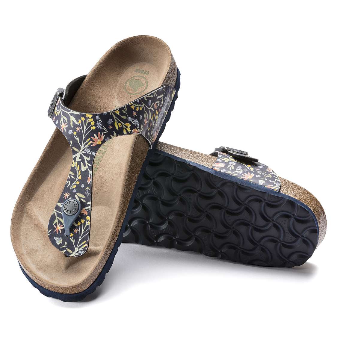 Flower Navy Birkenstock Gizeh Vegan Birko-Flor Women's One Strap Sandals | 3bZKMsQ3h5Z