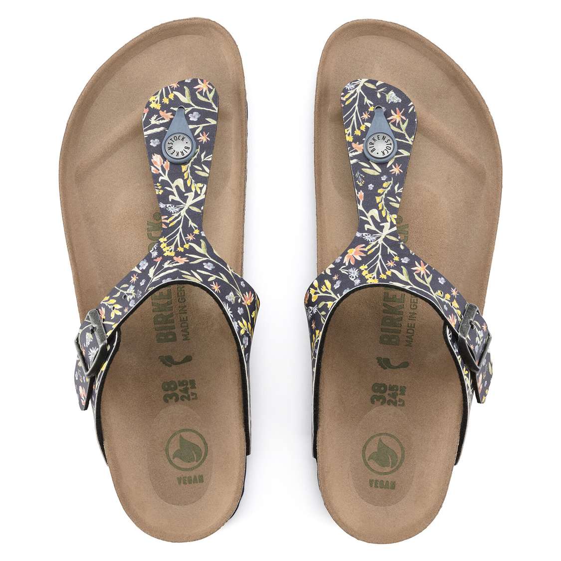 Flower Navy Birkenstock Gizeh Vegan Birko-Flor Women's One Strap Sandals | 3bZKMsQ3h5Z