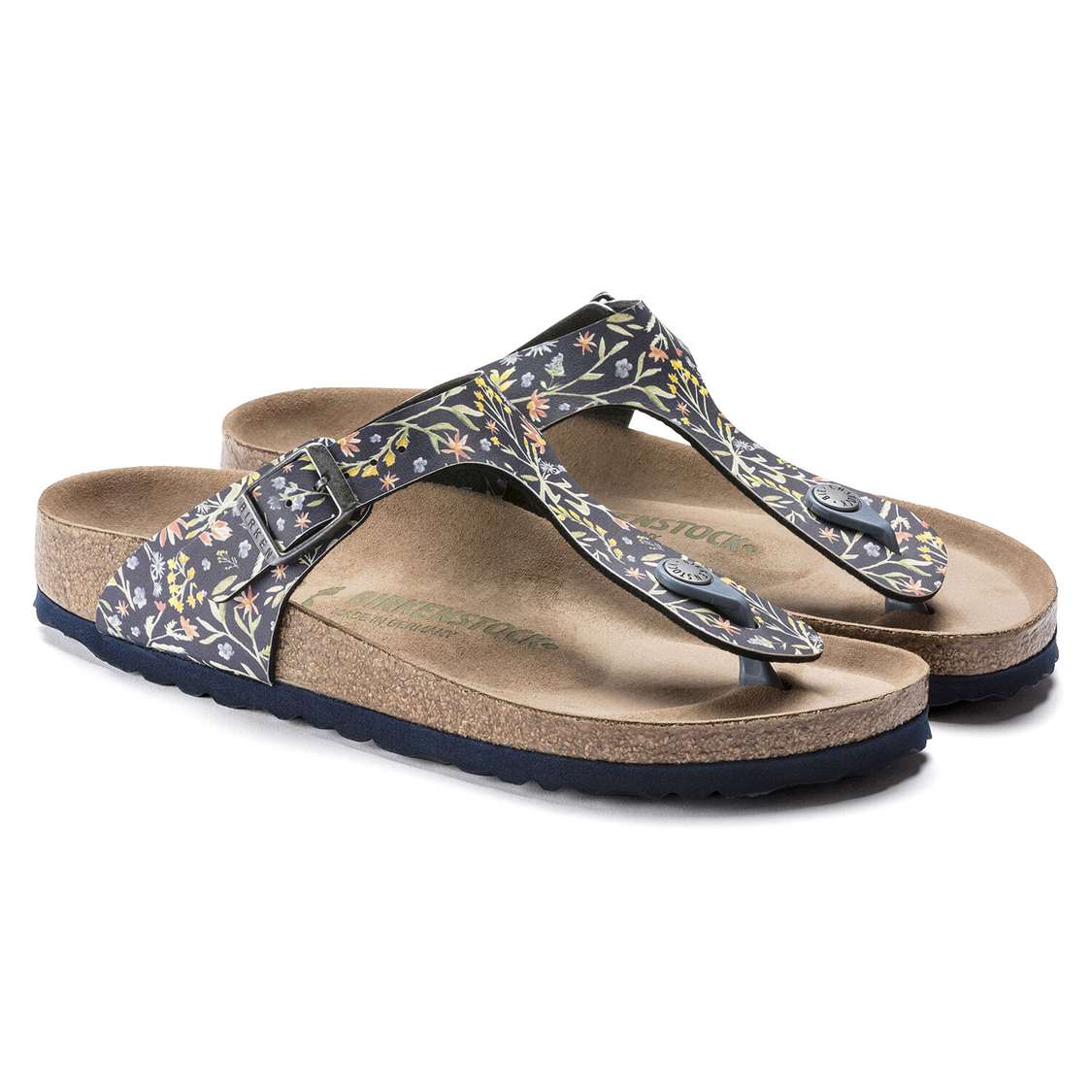 Flower Navy Birkenstock Gizeh Vegan Birko-Flor Women's One Strap Sandals | 3bZKMsQ3h5Z