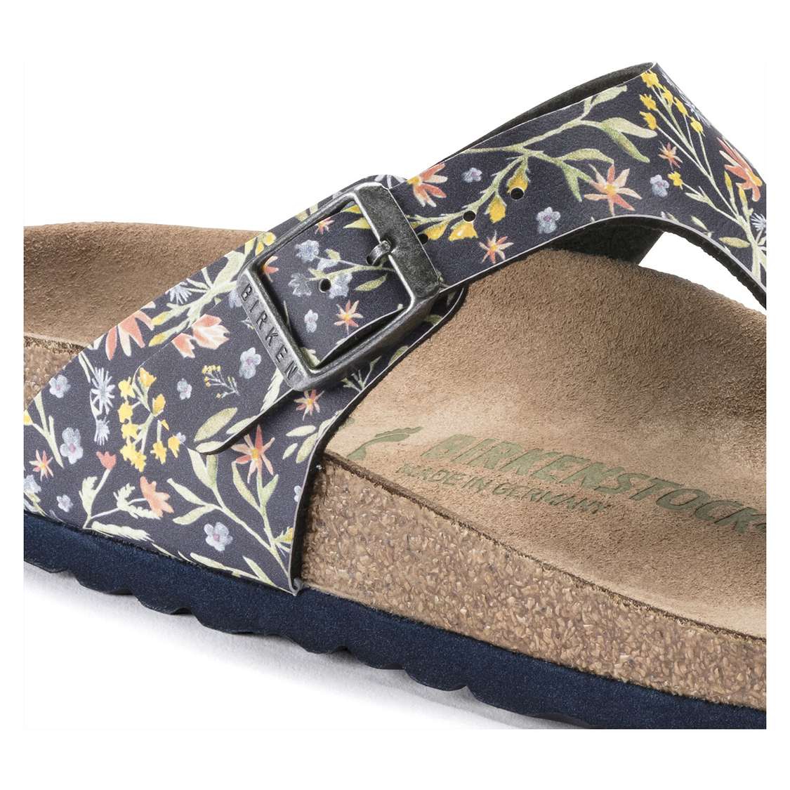 Flower Navy Birkenstock Gizeh Vegan Birko-Flor Women's One Strap Sandals | 3bZKMsQ3h5Z