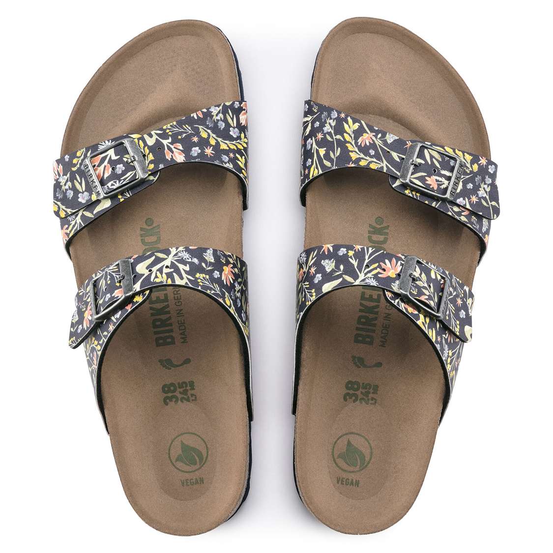 Flower Navy Birkenstock Sydney Vegan Birko-Flor Women's Two Strap Sandals | gZnWfcmdTHo