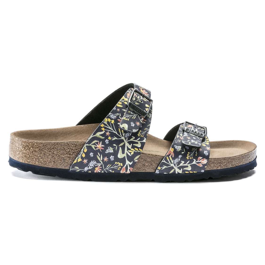 Flower Navy Birkenstock Sydney Vegan Birko-Flor Women's Two Strap Sandals | gZnWfcmdTHo