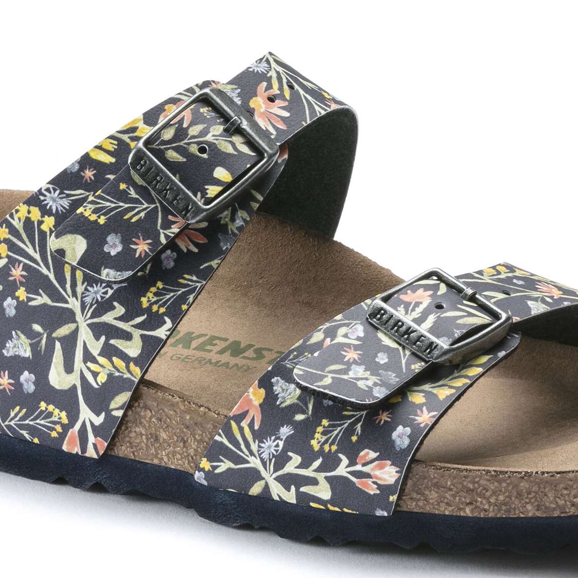 Flower Navy Birkenstock Sydney Vegan Birko-Flor Women's Two Strap Sandals | gZnWfcmdTHo