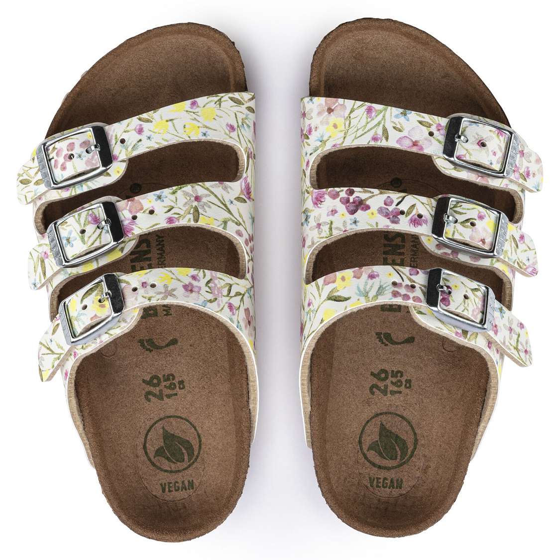 Flower White Birkenstock Florida Vegan Birko-Flor Kids' Girls Sandals | EHPa9f2Wo11