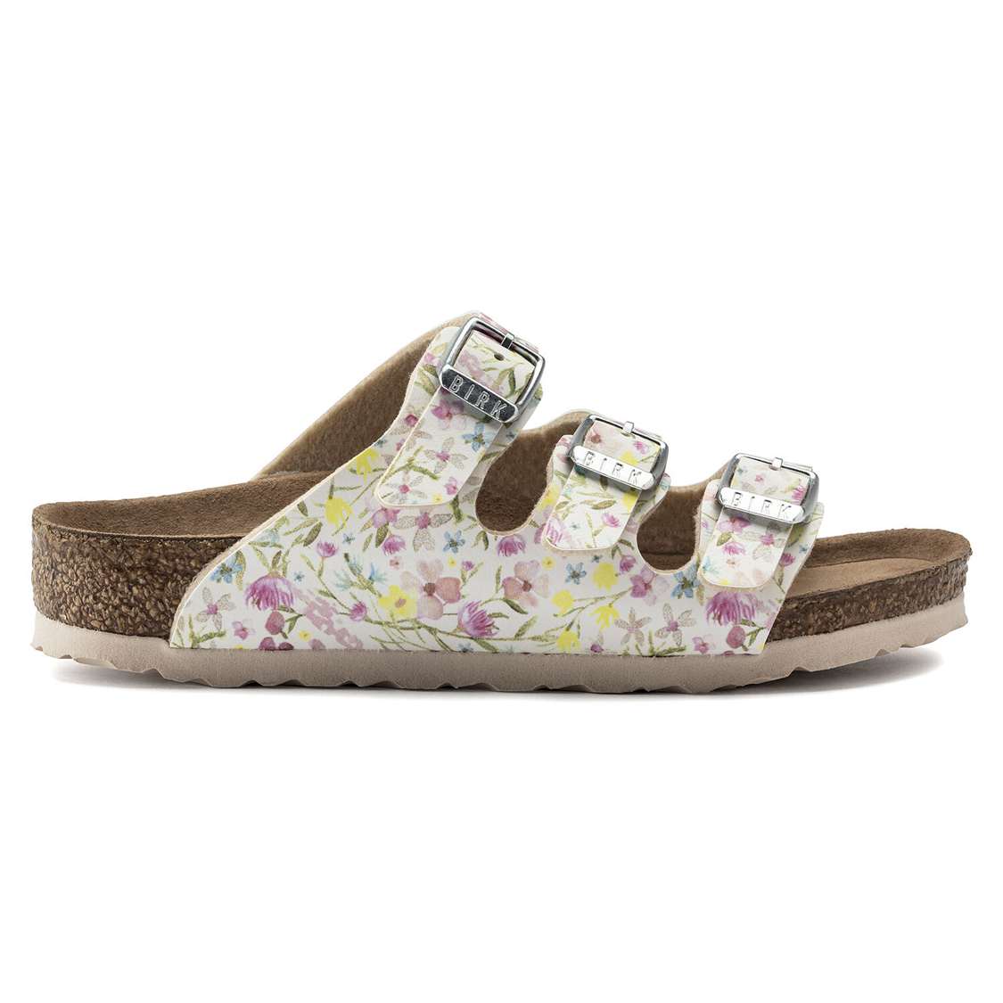 Flower White Birkenstock Florida Vegan Birko-Flor Kids' Girls Sandals | EHPa9f2Wo11