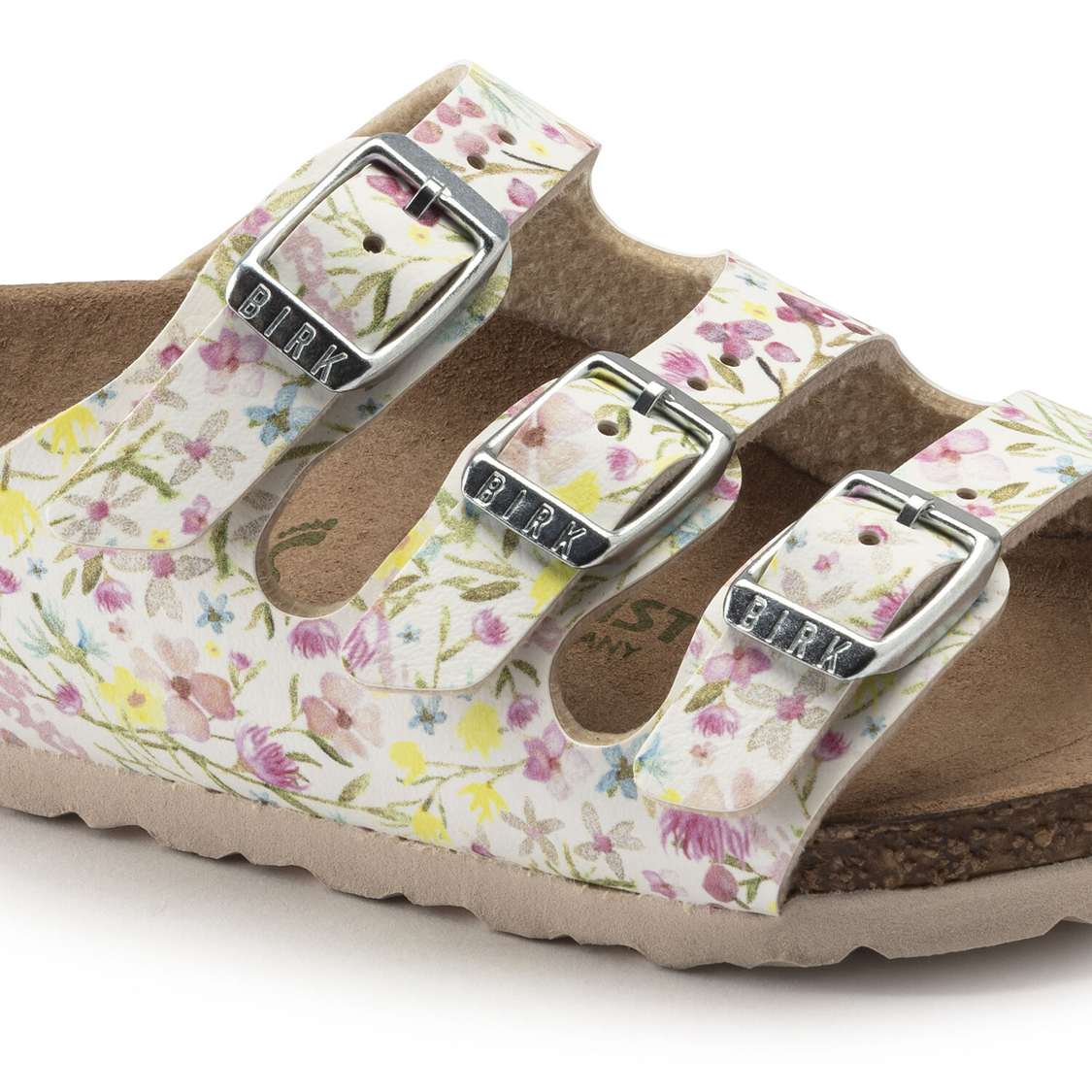 Flower White Birkenstock Florida Vegan Birko-Flor Kids' Girls Sandals | EHPa9f2Wo11