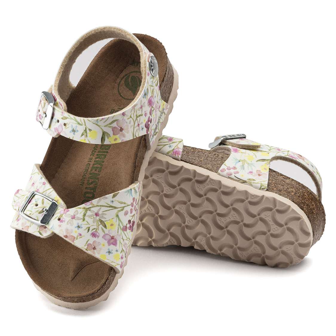 Flower White Birkenstock Rio Vegan Birko-Flor Kids' Girls Sandals | RKCHPOqgOS2