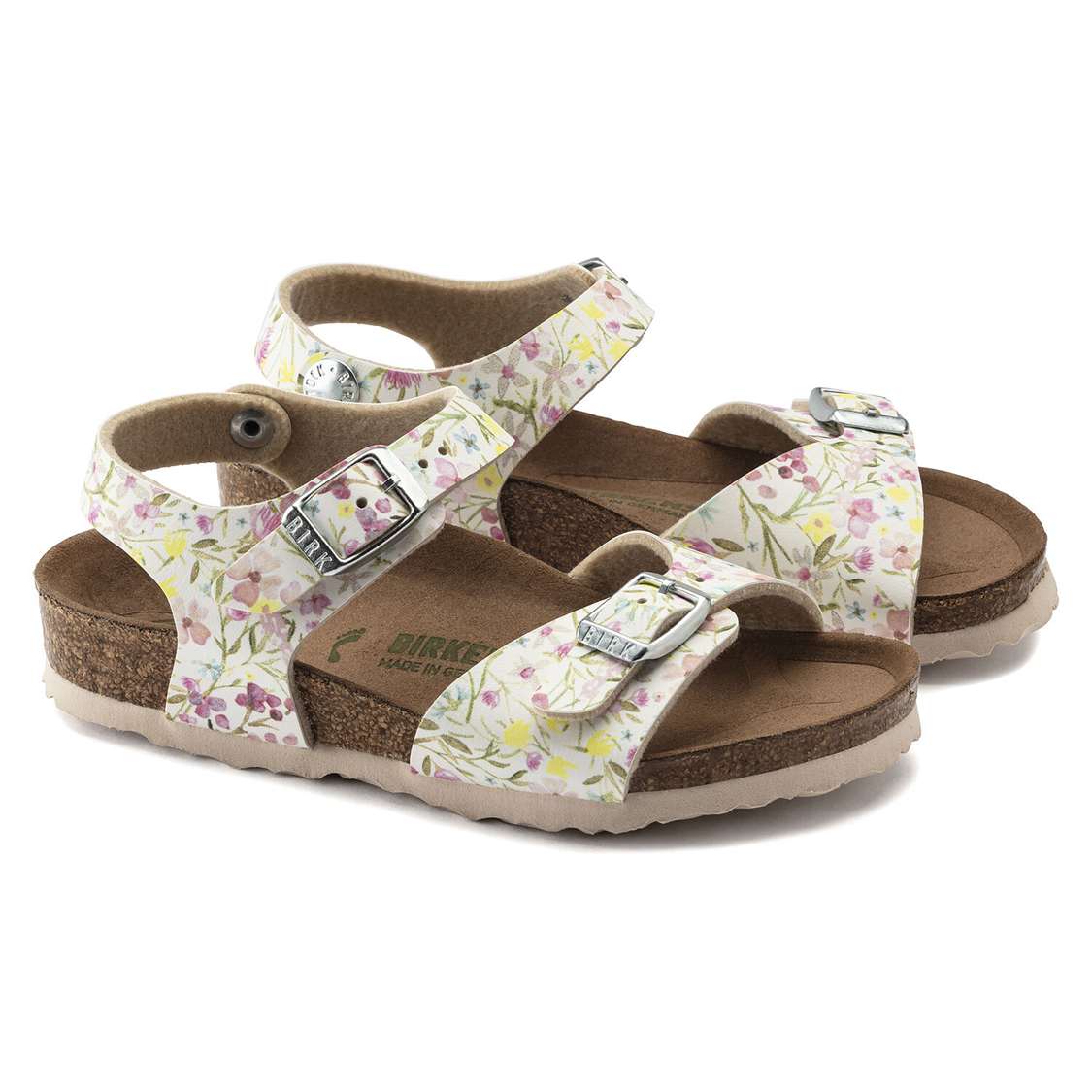 Flower White Birkenstock Rio Vegan Birko-Flor Kids' Girls Sandals | RKCHPOqgOS2