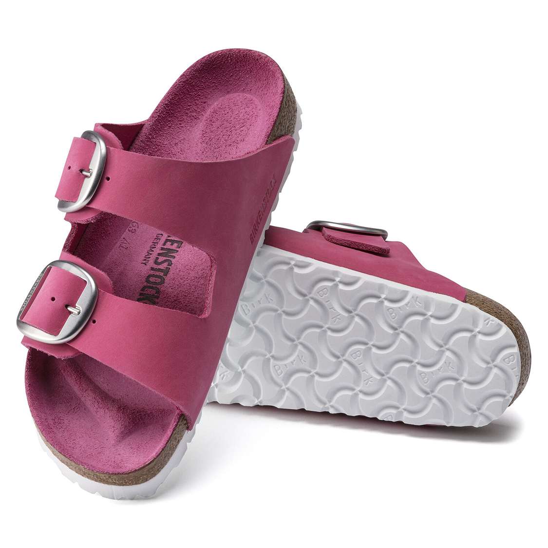 Fuchsia Birkenstock Arizona Big Buckle Nubuck Leather Women's Two Strap Sandals | MsRVbtfOSdp