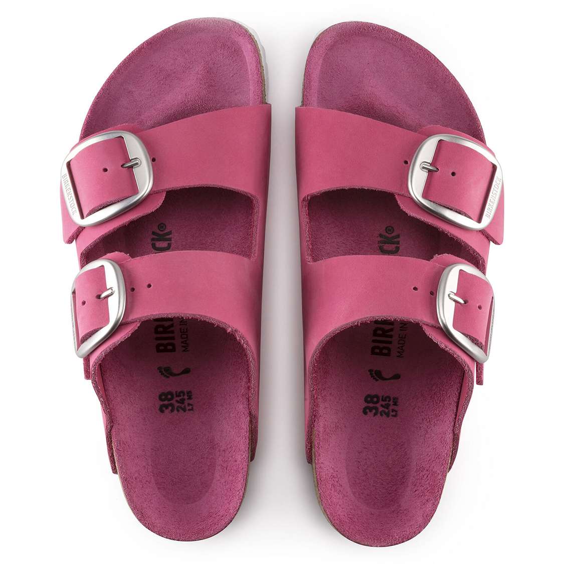 Fuchsia Birkenstock Arizona Big Buckle Nubuck Leather Women's Two Strap Sandals | MsRVbtfOSdp