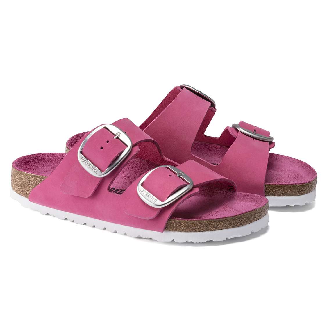 Fuchsia Birkenstock Arizona Big Buckle Nubuck Leather Women's Two Strap Sandals | MsRVbtfOSdp