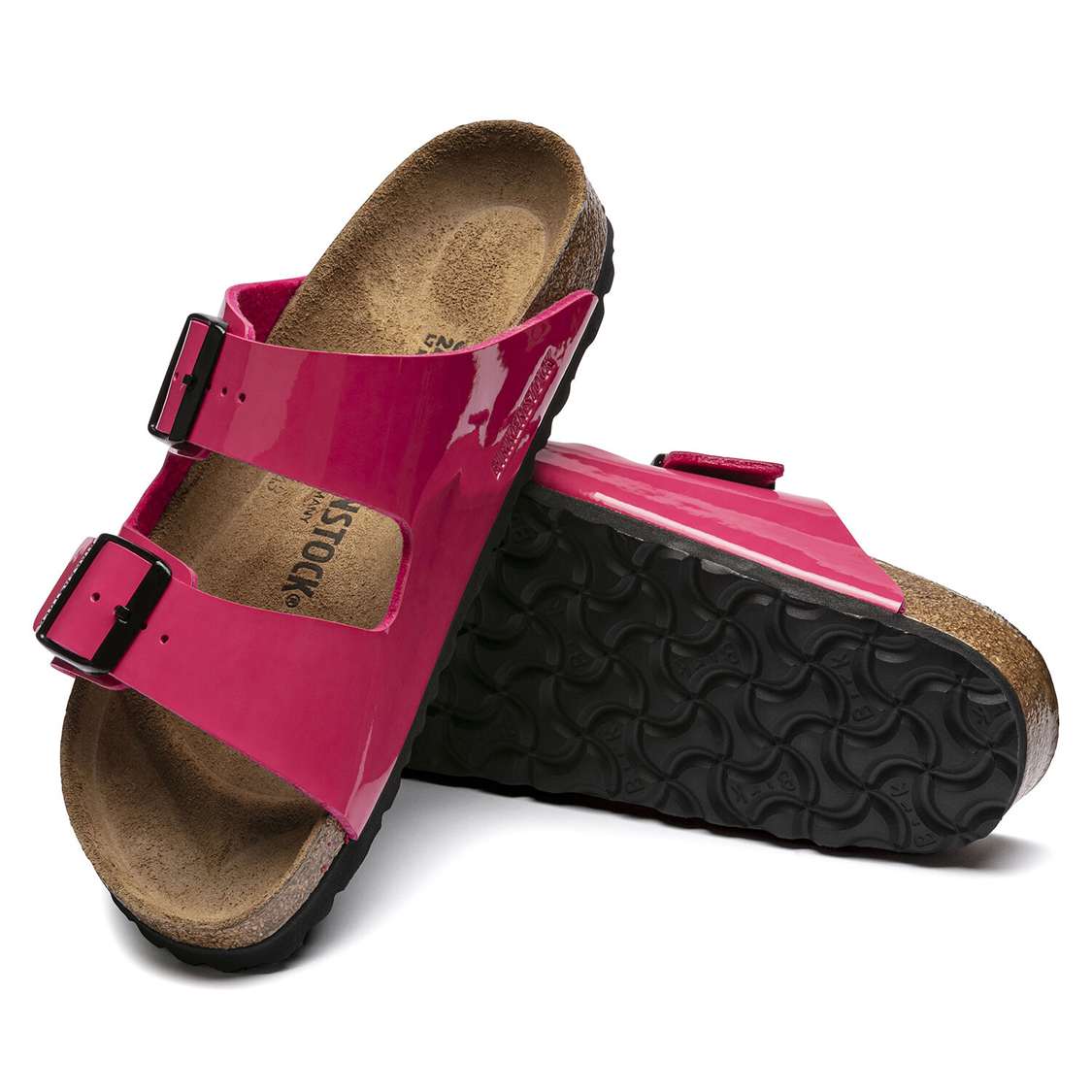 Fuchsia Birkenstock Arizona Birko-Flor Patent Women's Two Strap Sandals | otxnKGsvHZH