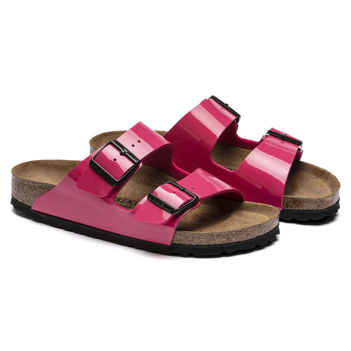 Fuchsia Birkenstock Arizona Birko-Flor Patent Women's Two Strap Sandals | otxnKGsvHZH