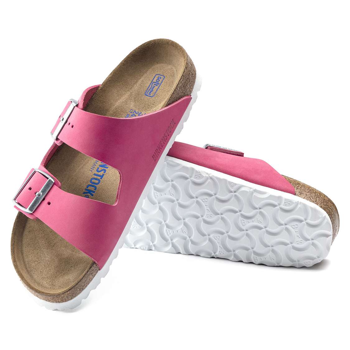 Fuchsia Birkenstock Arizona Soft Footbed Nubuck Leather Women's Two Strap Sandals | ZkaMXhSPfX9