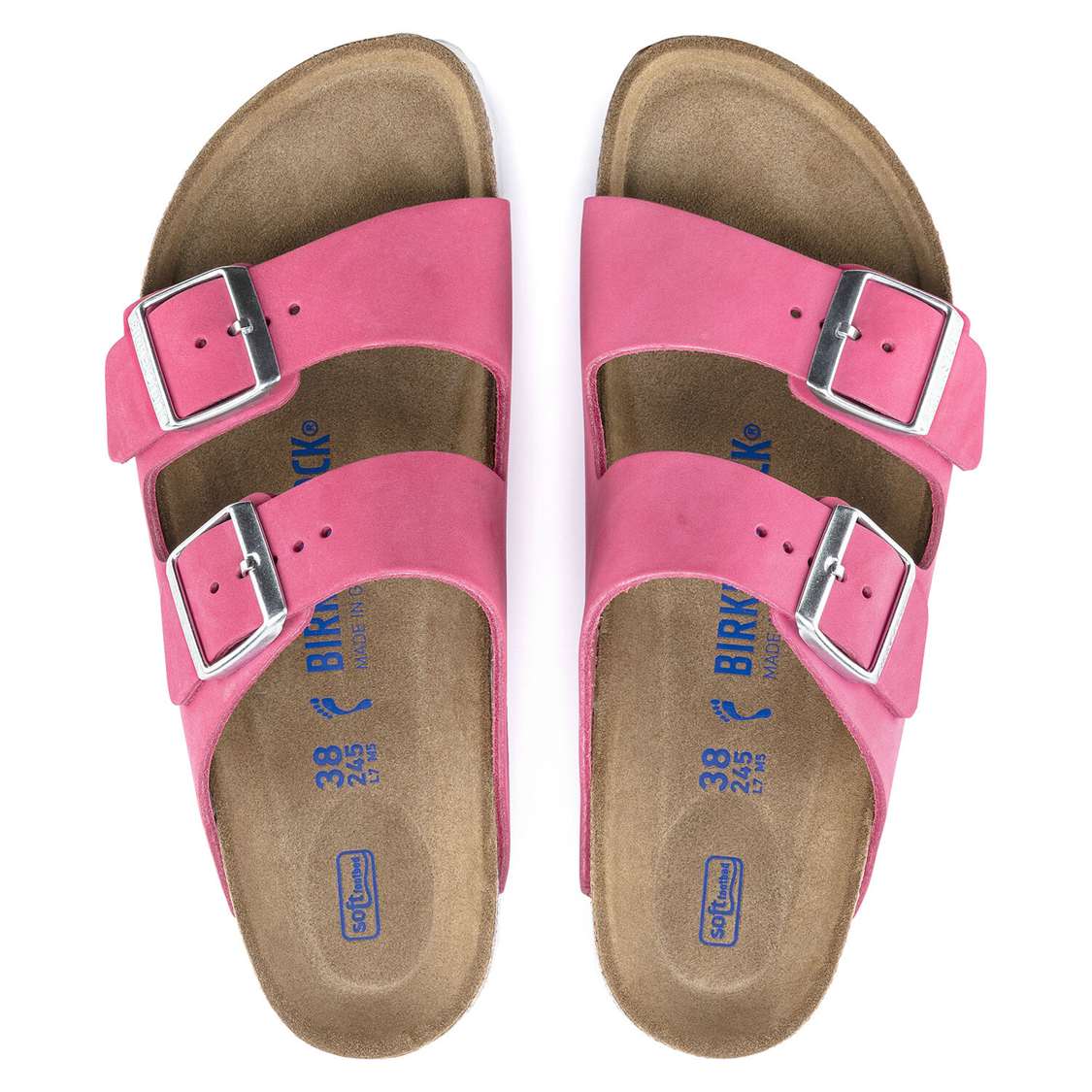 Fuchsia Birkenstock Arizona Soft Footbed Nubuck Leather Women's Two Strap Sandals | ZkaMXhSPfX9