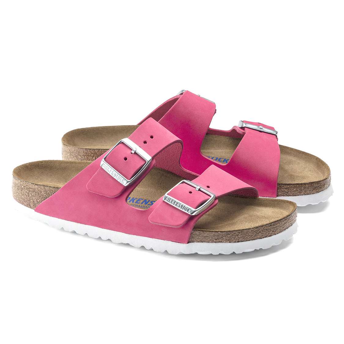 Fuchsia Birkenstock Arizona Soft Footbed Nubuck Leather Women's Two Strap Sandals | ZkaMXhSPfX9