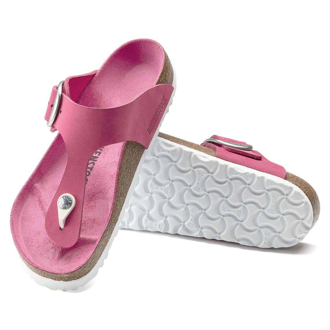 Fuchsia Birkenstock Gizeh Big Buckle Nubuck Leather Women's One Strap Sandals | 8fltBDBQJMH