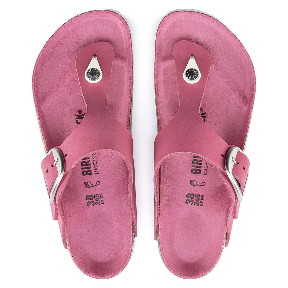 Fuchsia Birkenstock Gizeh Big Buckle Nubuck Leather Women's One Strap Sandals | 8fltBDBQJMH