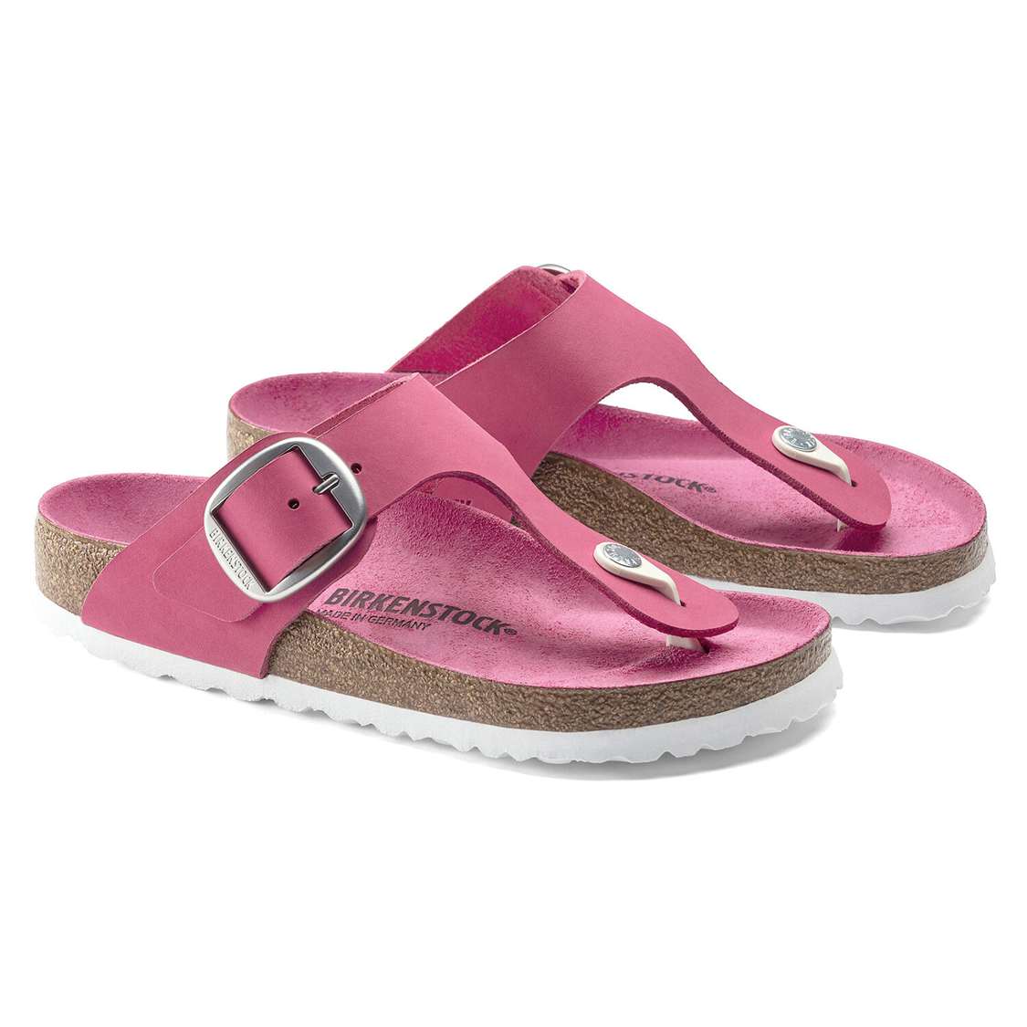 Fuchsia Birkenstock Gizeh Big Buckle Nubuck Leather Women's One Strap Sandals | 8fltBDBQJMH