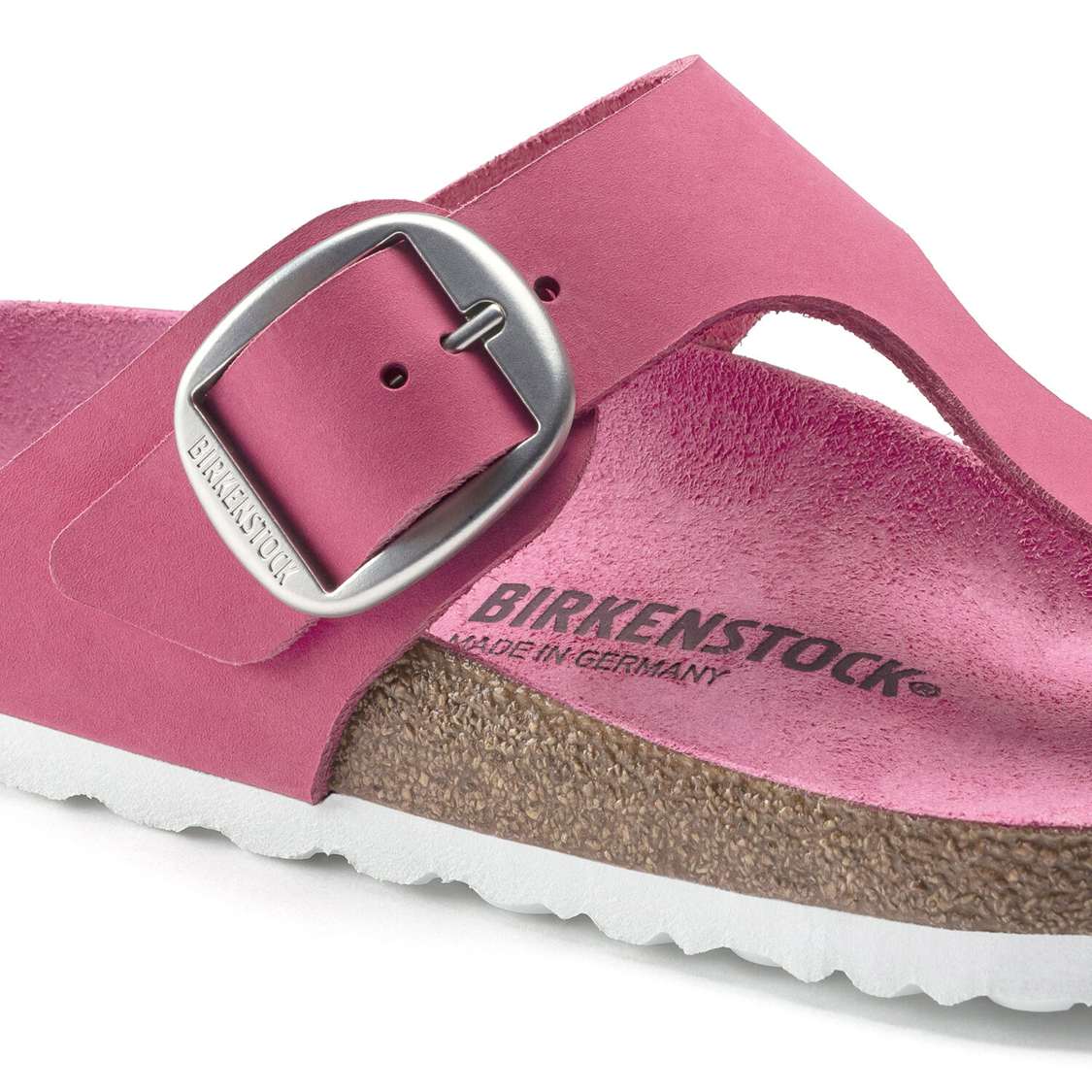 Fuchsia Birkenstock Gizeh Big Buckle Nubuck Leather Women's One Strap Sandals | 8fltBDBQJMH