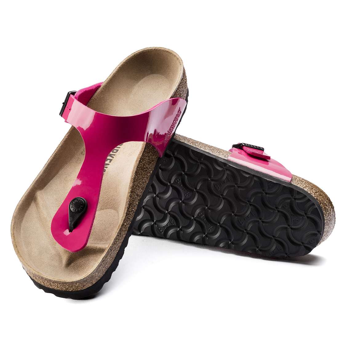 Fuchsia Birkenstock Gizeh Birko-Flor Patent Women's One Strap Sandals | AgfcvQLjpVo