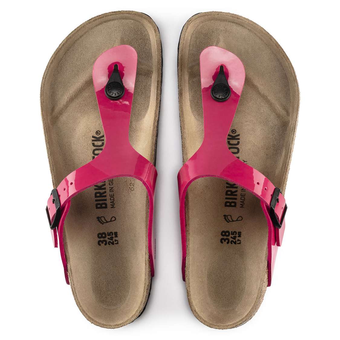 Fuchsia Birkenstock Gizeh Birko-Flor Patent Women's One Strap Sandals | AgfcvQLjpVo