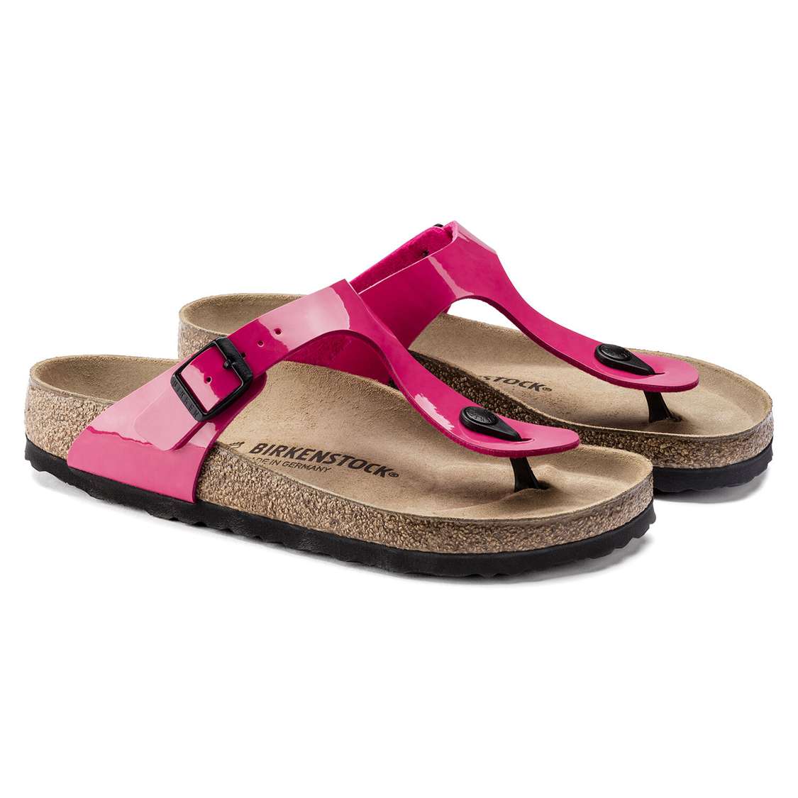 Fuchsia Birkenstock Gizeh Birko-Flor Patent Women's One Strap Sandals | AgfcvQLjpVo