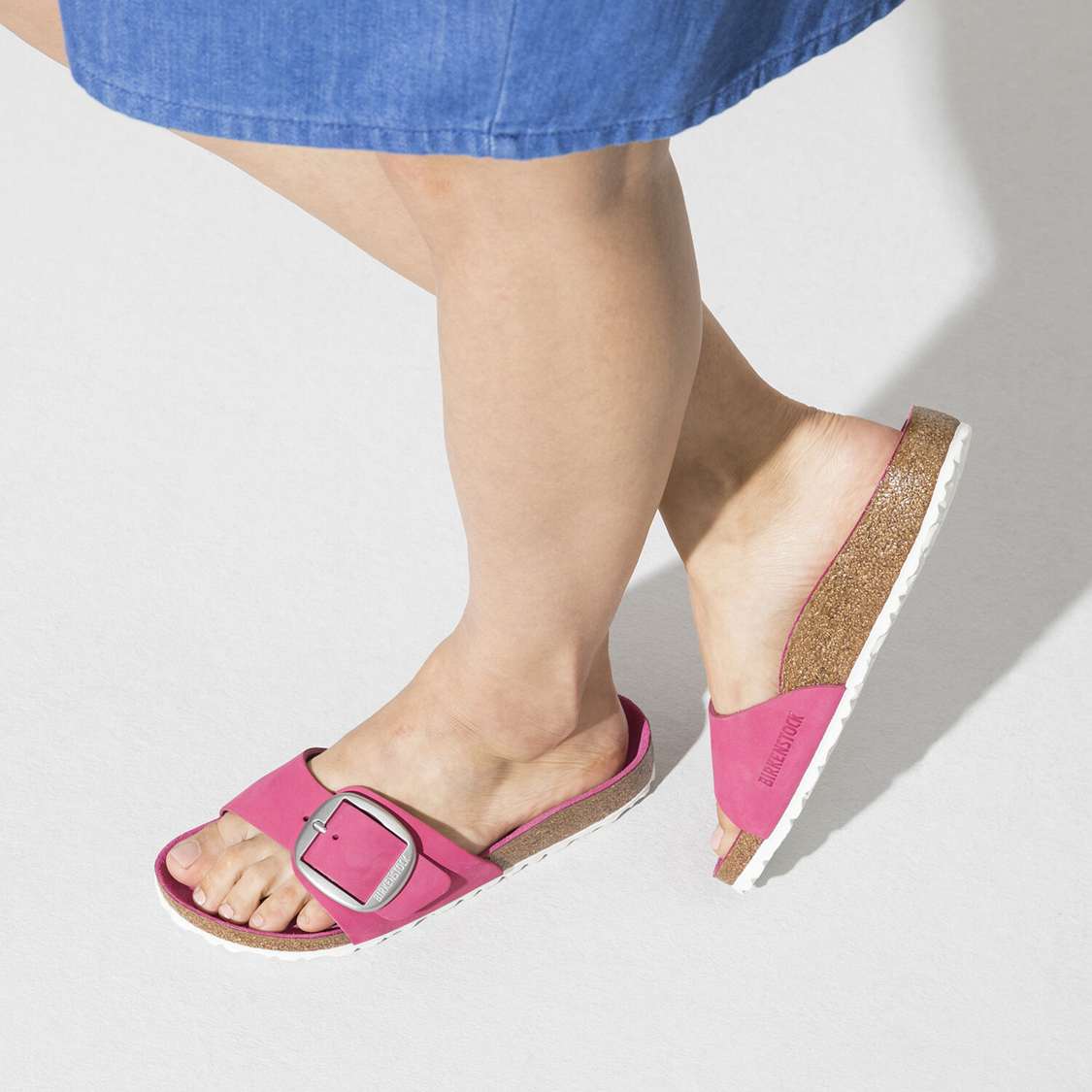 Fuchsia Birkenstock Madrid Big Buckle Nubuck Leather Women's One Strap Sandals | pqGqajQCAyu