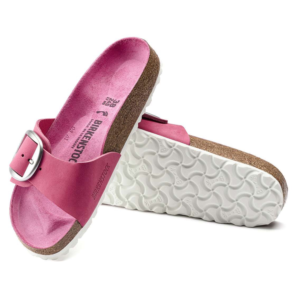 Fuchsia Birkenstock Madrid Big Buckle Nubuck Leather Women's One Strap Sandals | pqGqajQCAyu