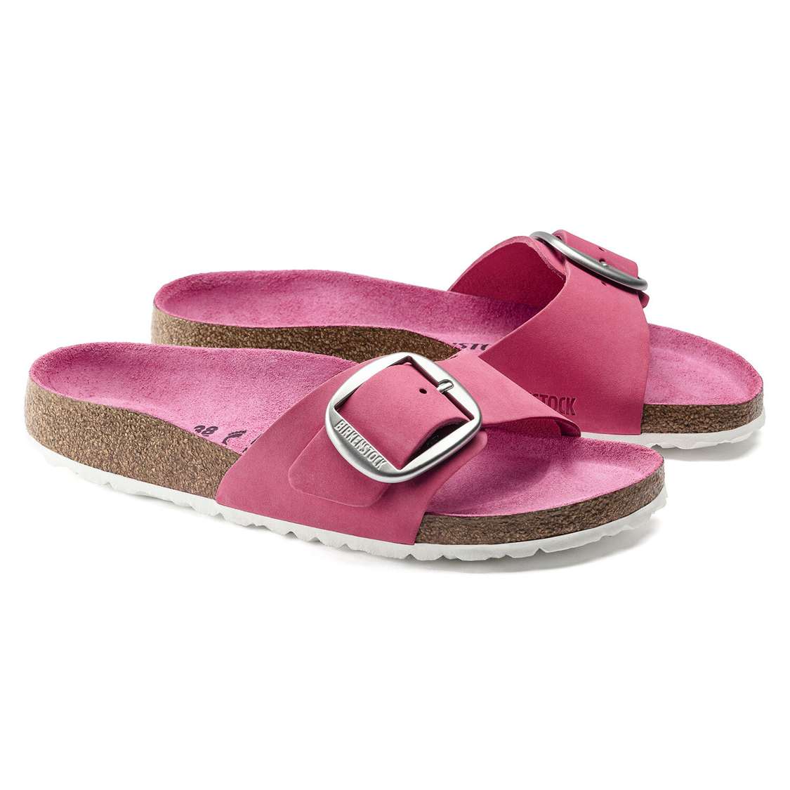 Fuchsia Birkenstock Madrid Big Buckle Nubuck Leather Women's One Strap Sandals | pqGqajQCAyu