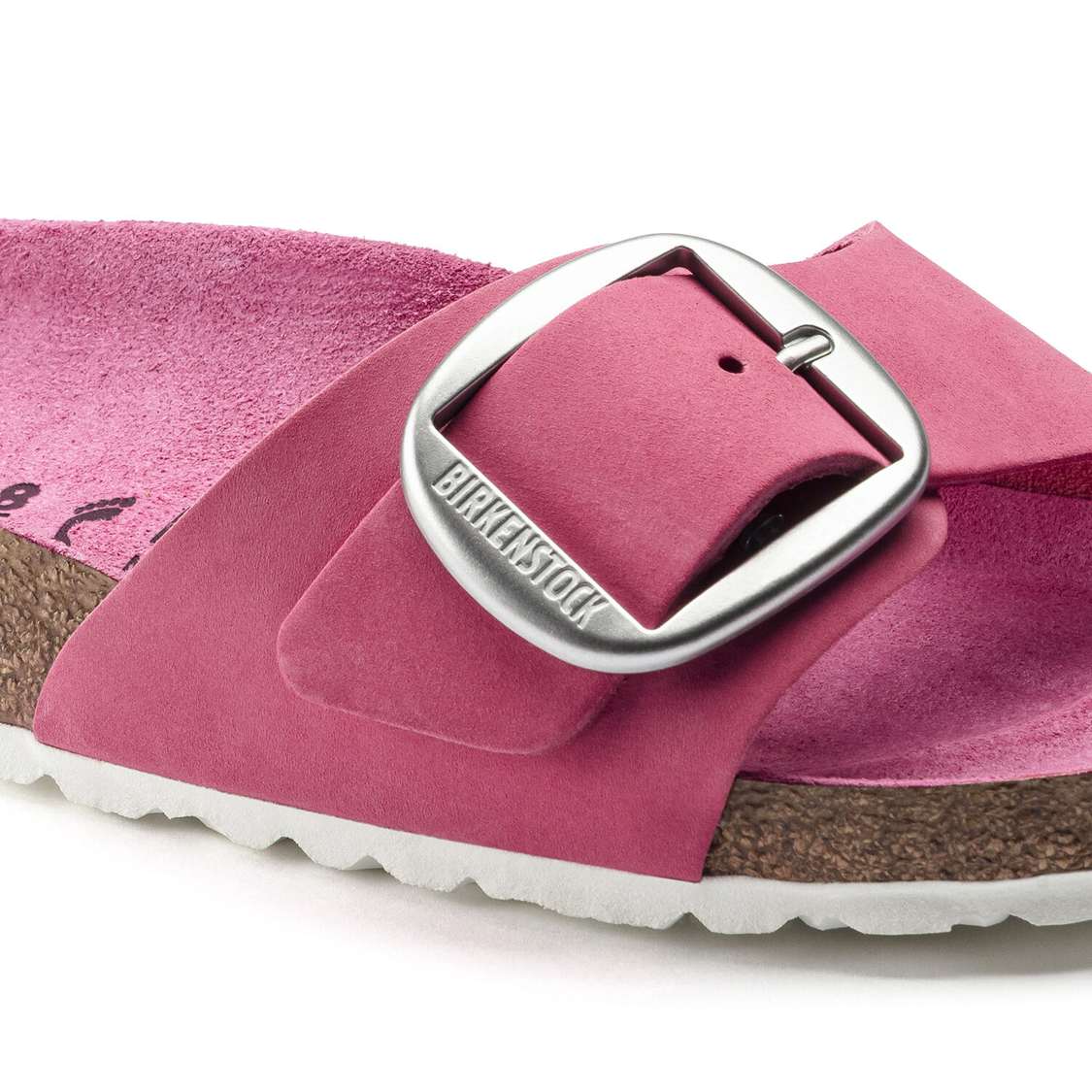 Fuchsia Birkenstock Madrid Big Buckle Nubuck Leather Women's One Strap Sandals | pqGqajQCAyu