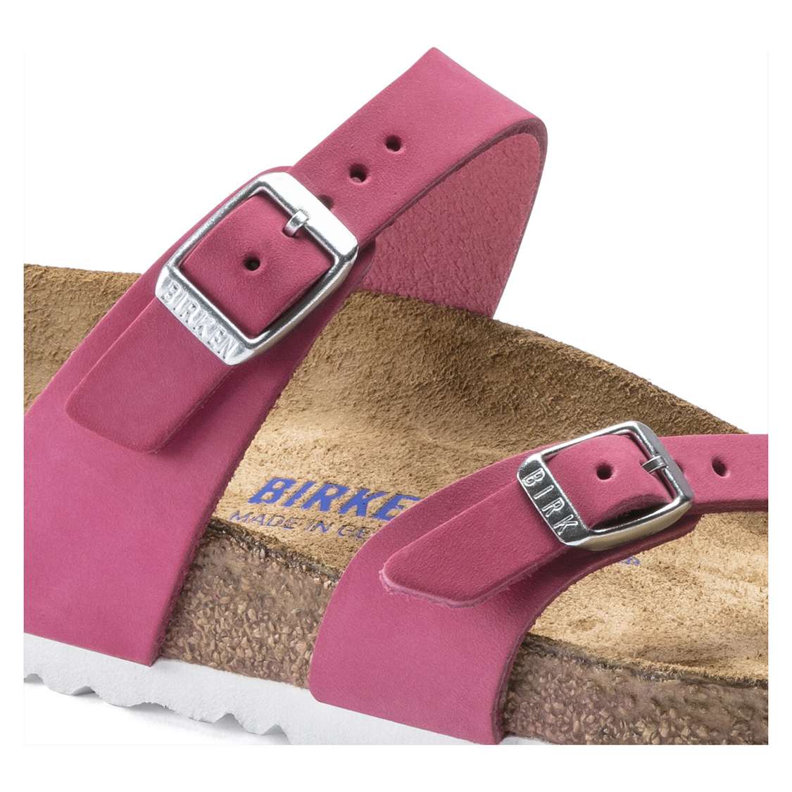 Fuchsia Birkenstock Mayari Soft Footbed Nubuck Leather Women's Two Strap Sandals | 6Y45hZBytFs