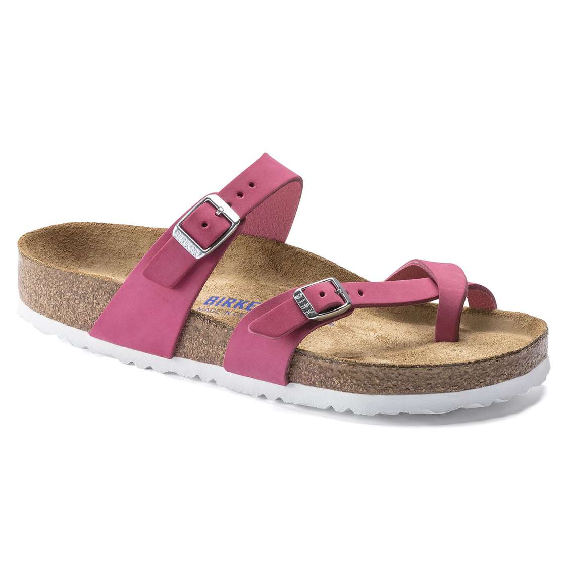 Fuchsia Birkenstock Mayari Soft Footbed Nubuck Leather Women\'s Two Strap Sandals | 6Y45hZBytFs