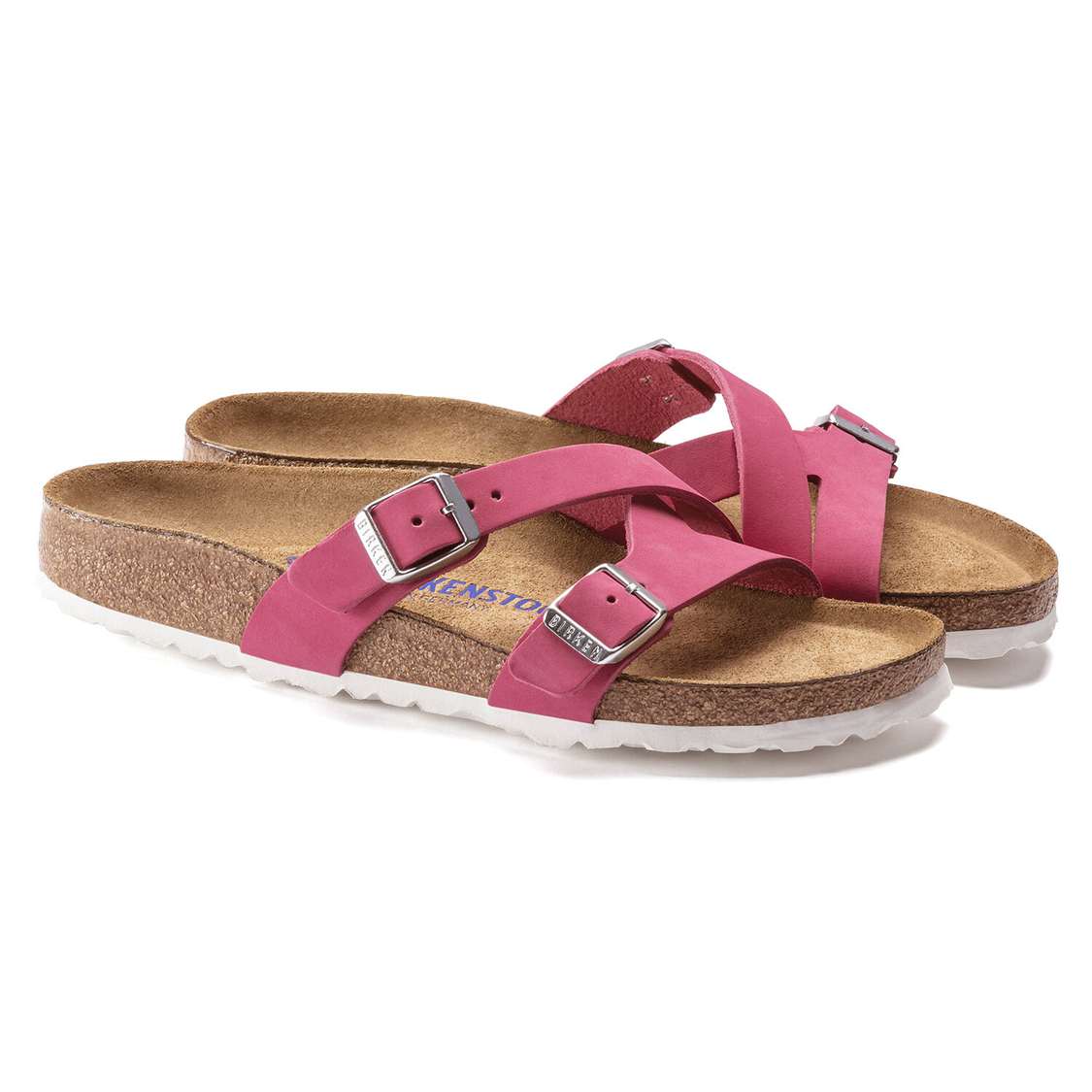 Fuchsia Birkenstock Yao Soft Footbed Nubuck Leather Women's Two Strap Sandals | RJxNbAcHlSN