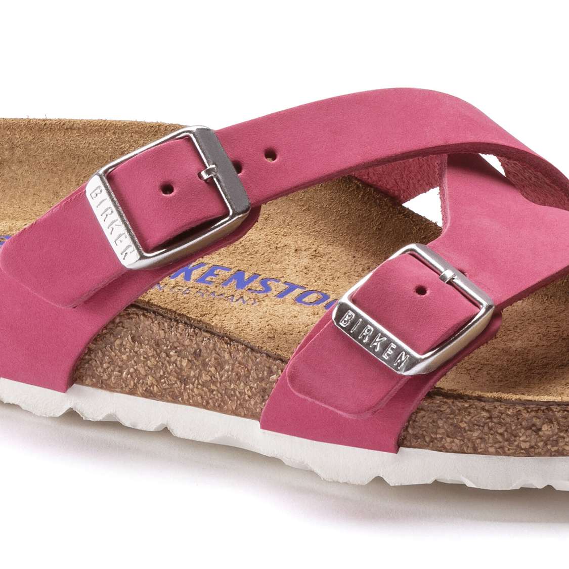 Fuchsia Birkenstock Yao Soft Footbed Nubuck Leather Women's Two Strap Sandals | RJxNbAcHlSN