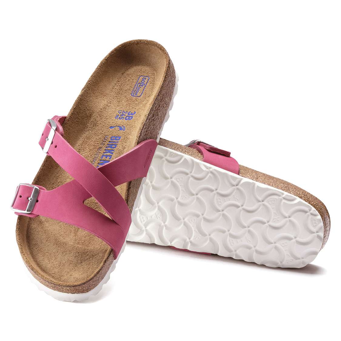 Fuchsia Birkenstock Yao Soft Footbed Nubuck Leather Women's Multi Strap Sandals | tJkG68YsP2D