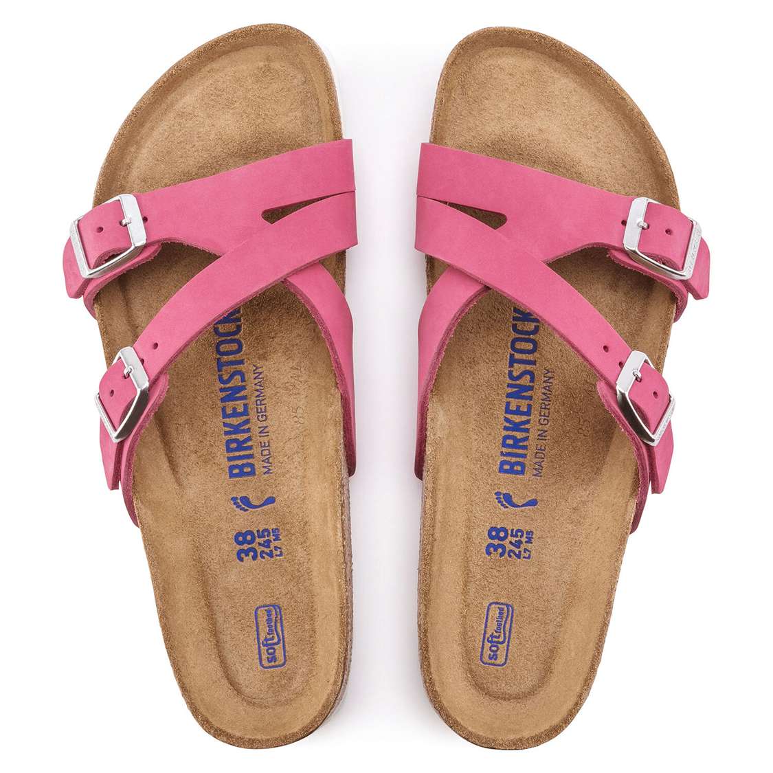 Fuchsia Birkenstock Yao Soft Footbed Nubuck Leather Women's Multi Strap Sandals | tJkG68YsP2D