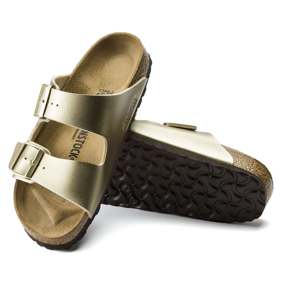 Gold Birkenstock Arizona Birko-Flor Women's Two Strap Sandals | J9jzn7CsZ6t