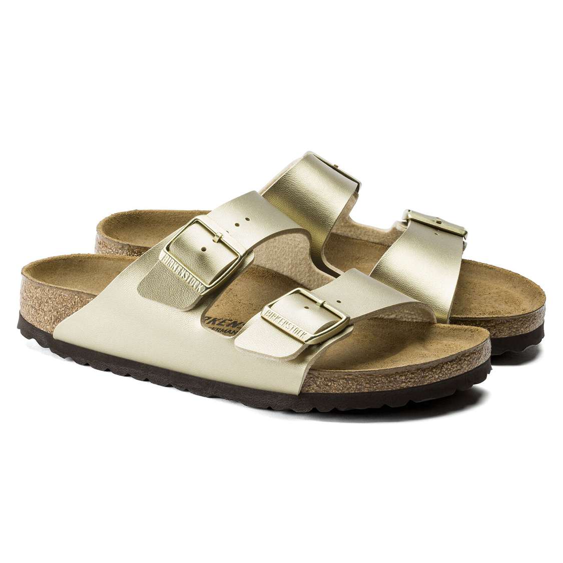 Gold Birkenstock Arizona Birko-Flor Women's Two Strap Sandals | J9jzn7CsZ6t