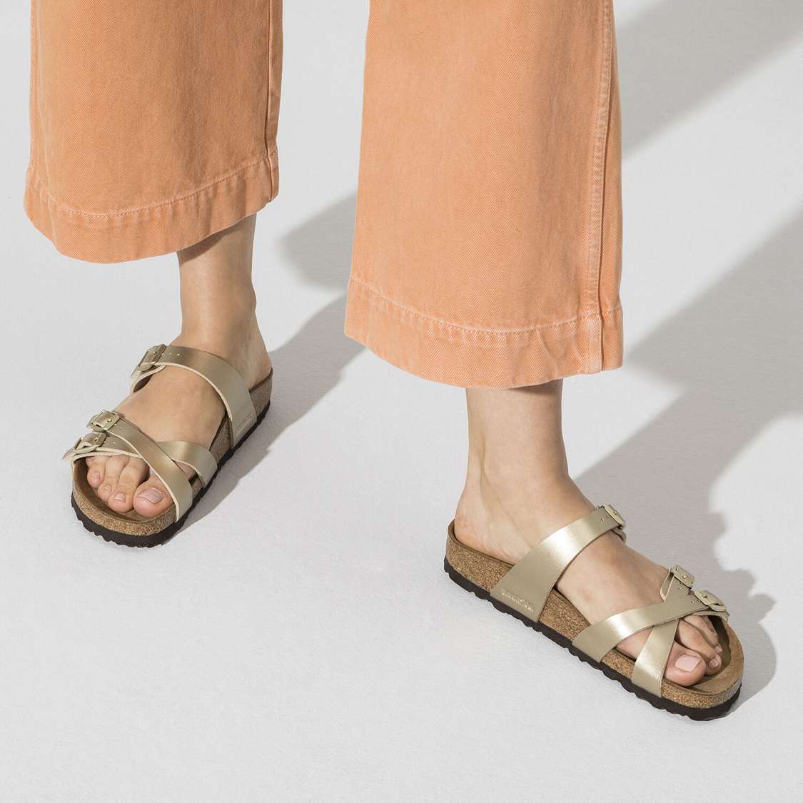 Gold Birkenstock Franca Birko-Flor Women's Multi Strap Sandals | 4KH3jmLGAId