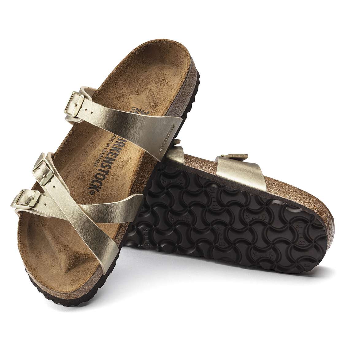 Gold Birkenstock Franca Birko-Flor Women's Multi Strap Sandals | 4KH3jmLGAId