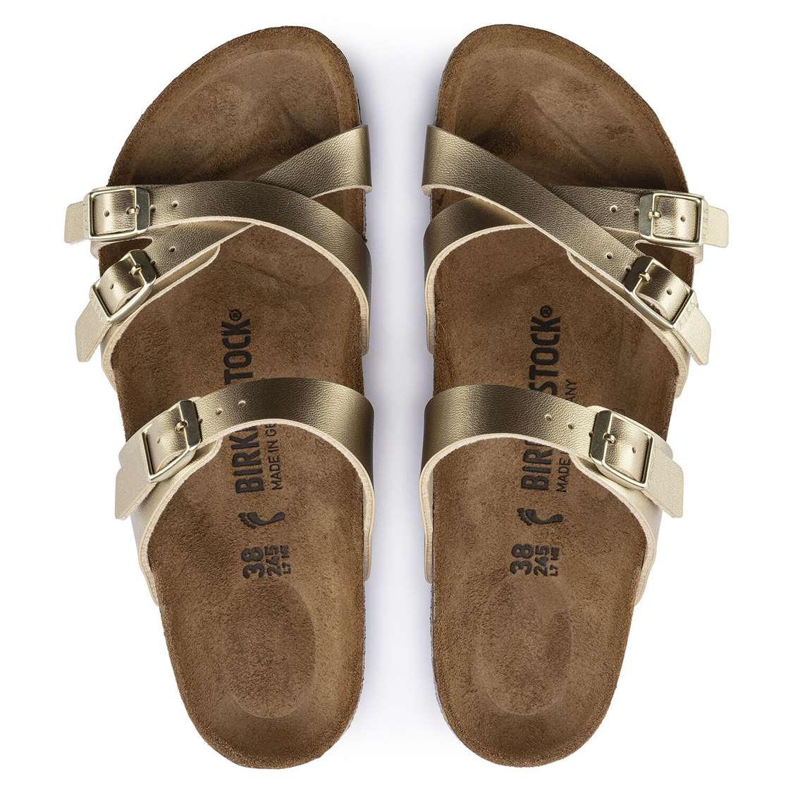 Gold Birkenstock Franca Birko-Flor Women's Multi Strap Sandals | 4KH3jmLGAId