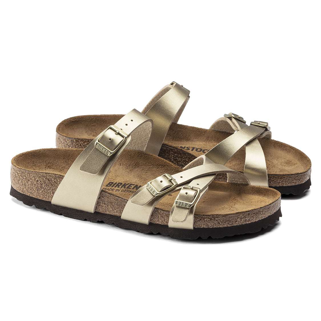 Gold Birkenstock Franca Birko-Flor Women's Multi Strap Sandals | 4KH3jmLGAId