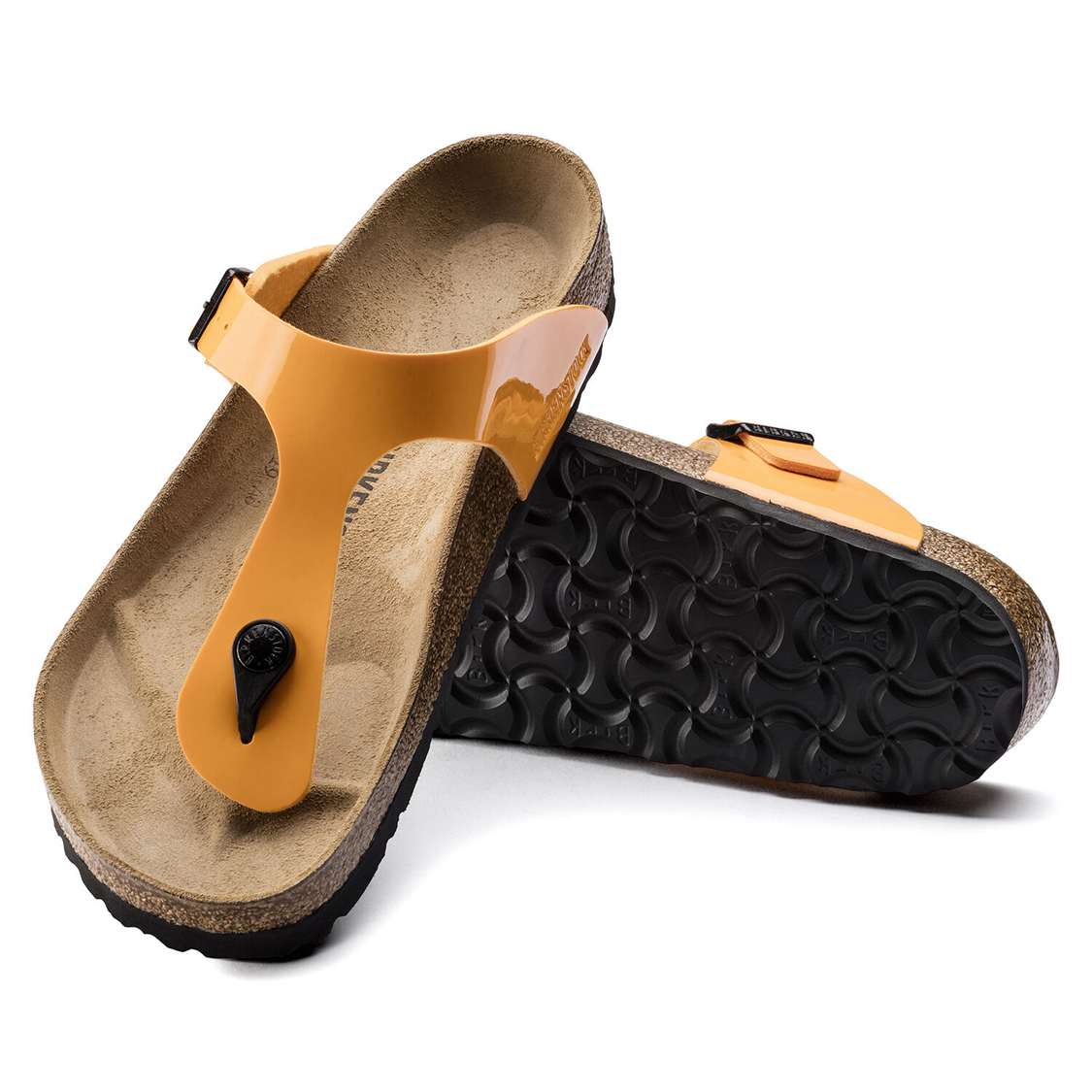 Gold Birkenstock Gizeh Birko-Flor Patent Women's Thong | P8zPxowV9YH