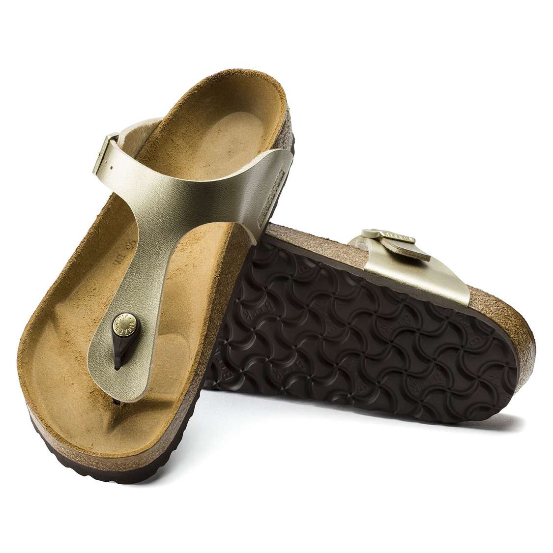 Gold Birkenstock Gizeh Birko-Flor Women's One Strap Sandals | 4XljRlzp6MU