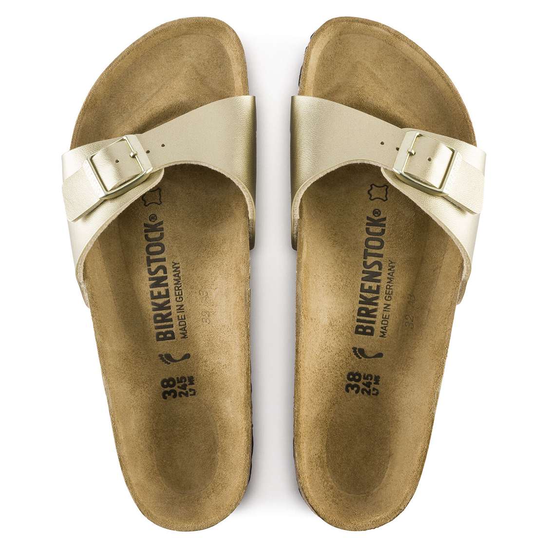 Gold Birkenstock Madrid Birko-Flor Men's One Strap Sandals | p2grjQnEeel