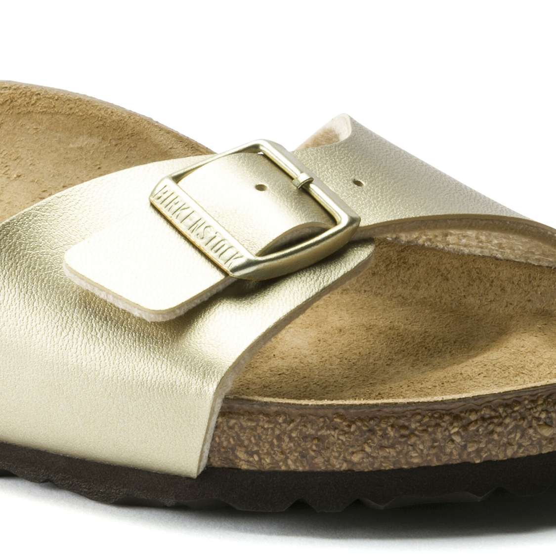 Gold Birkenstock Madrid Birko-Flor Men's One Strap Sandals | p2grjQnEeel