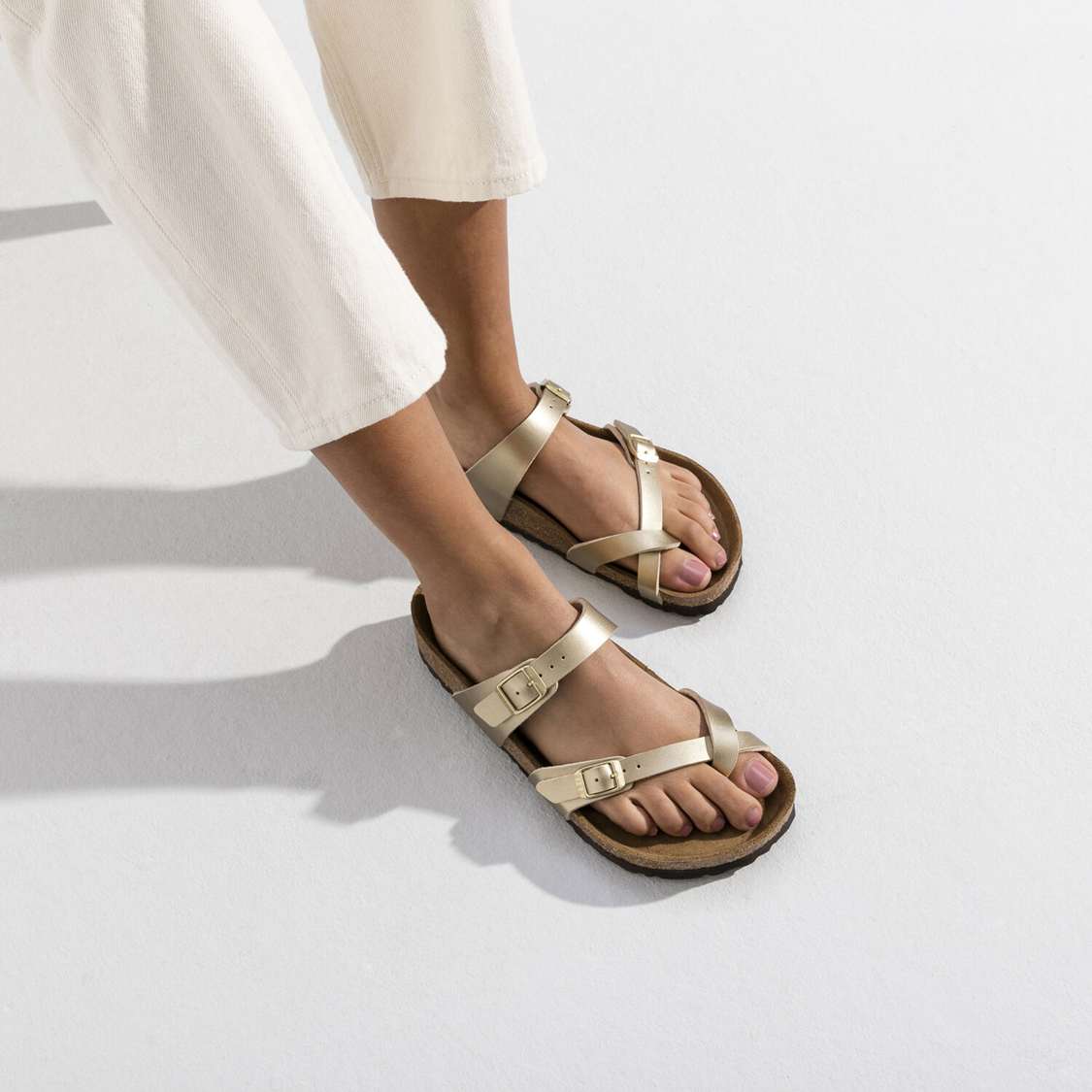 Gold Birkenstock Mayari Birko-Flor Women's Two Strap Sandals | Awz6NsHIdgr