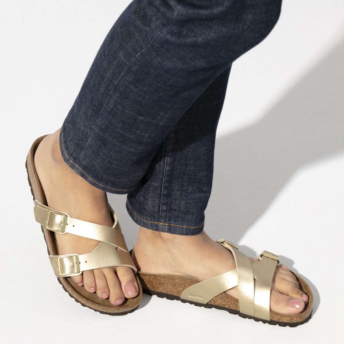 Gold Birkenstock Yao Birko-Flor Women's Two Strap Sandals | Ov6rGeAKbXI