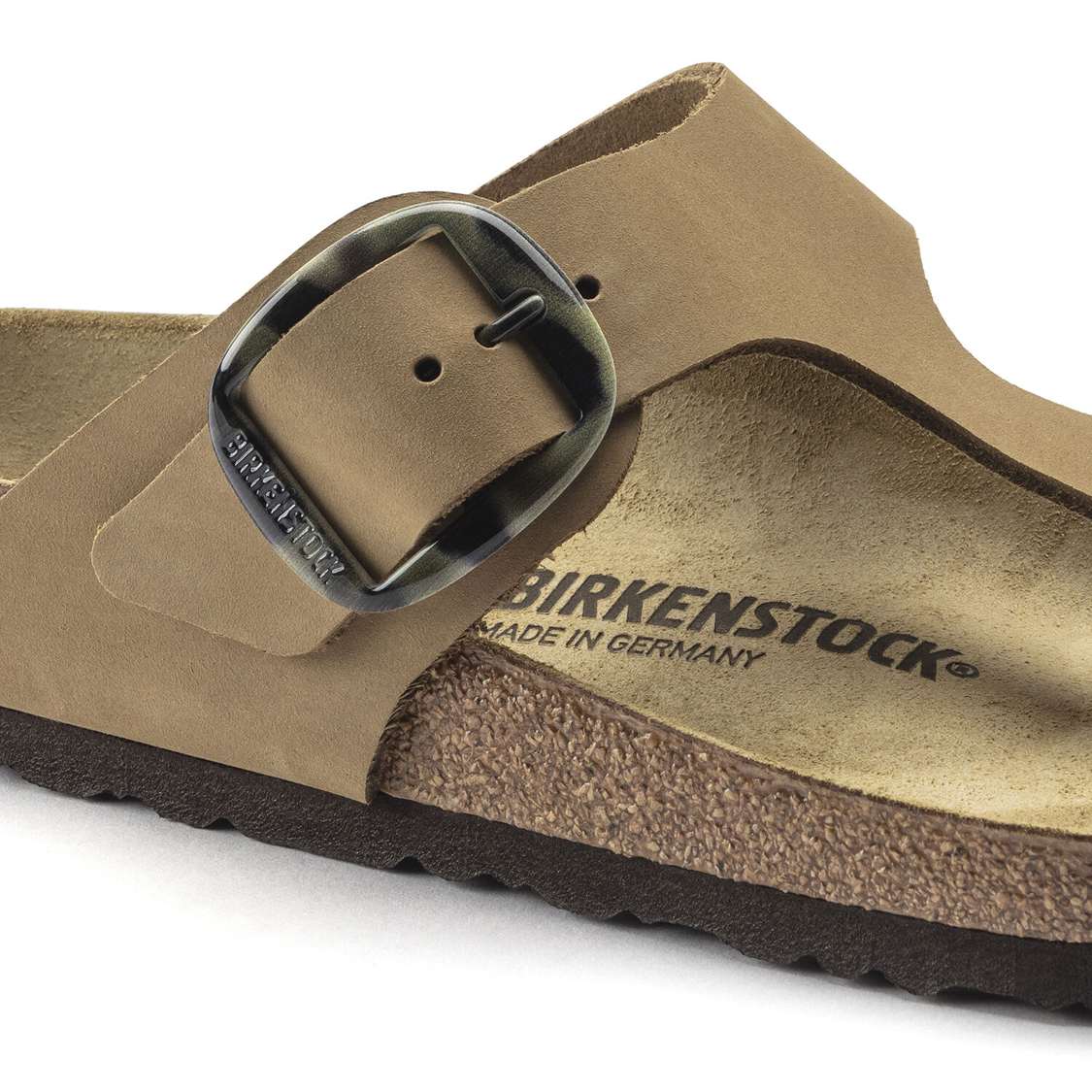 Green Birkenstock Gizeh Big Buckle Nubuck Leather Women's One Strap Sandals | AFDc2vke8u4